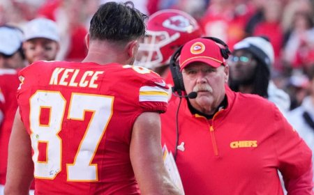 LOOK: Chiefs' Andy Reid bumps Travis Kelce during heated moment vs. Giants
