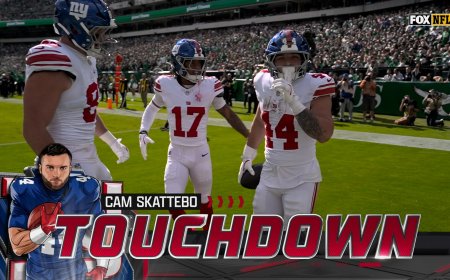 Giants' Jaxson Dart connects with Cam Skattebo for 18-yard TD, tying game vs. Eagles | NFL Highlights