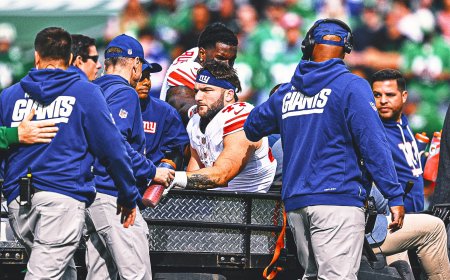 Cam Skattebo Gets Visit From Eagles' Big Dom After Season-Ending Ankle Injury