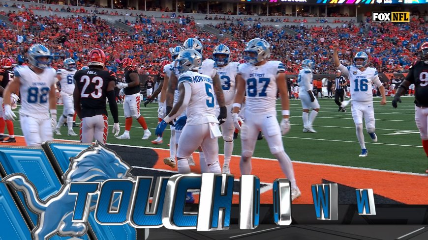 David Montgomery rushes for an eight-yard TD, extending Lions' lead over Bengals