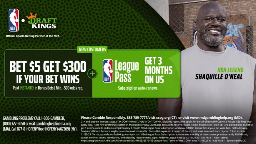 Use DraftKings promo code and get $300 bonus bets, 3 months of NBA League Pass free by backing Steelers on TNF
