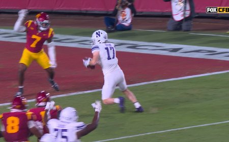 Northwestern's Griffin Wilde DIVES in the end zone for a 4-yard TD, tying game vs. USC