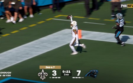 Tyler Shough connects with Chris Olave on 62-yard TD pass, giving Saints lead over Panthers | NFL Highlights