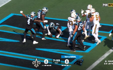 Rico Dowdle rushes 5 yards into end zone, giving Panthers lead over Saints | NFL Highlights