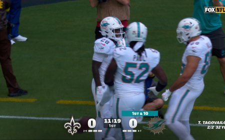 De’Von Achane rushes 29 yards for touchdown, giving Dolphins lead over Saints | NFL Highlights