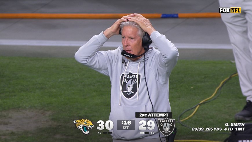 Jaguars make defensive stand on Raiders two-point conversion to secure overtime victory | NFL Highlights