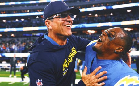 Chargers HC Jim Harbaugh Likens Overtime Win Over Eagles to Birth of Children