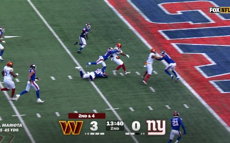 Jacory Croskey-Merritt rushes for 16-yard TD, extending Commanders' lead over Giants | NFL Highlights
