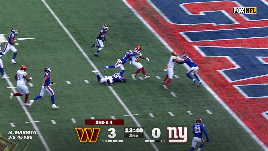 Jacory Croskey-Merritt rushes for 16-yard TD, extending Commanders' lead over Giants | NFL Highlights